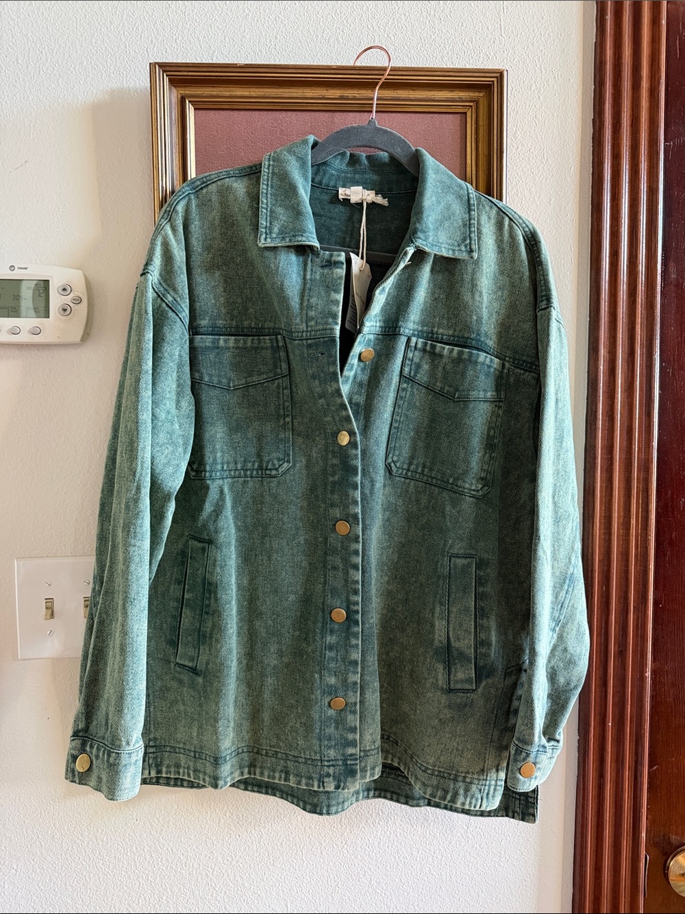 Hem & Thread Green Washed Denim Jacket